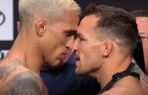 UFC 262: Setkání bojovníků tváří v tvář. Intenzivní staredown Oliveiry a Chandlera